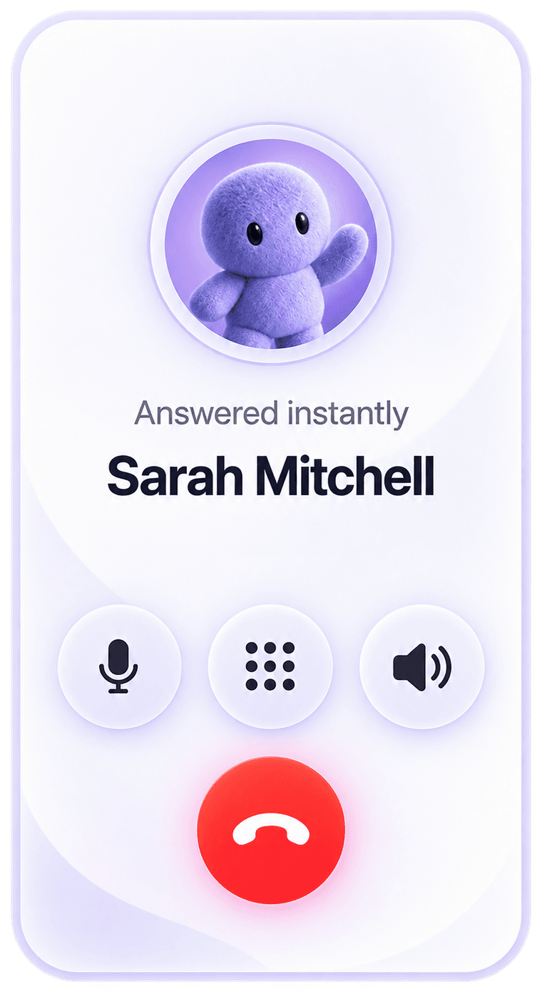 Incoming call from Sarah Mitchell, answered instantly by Belvoro
