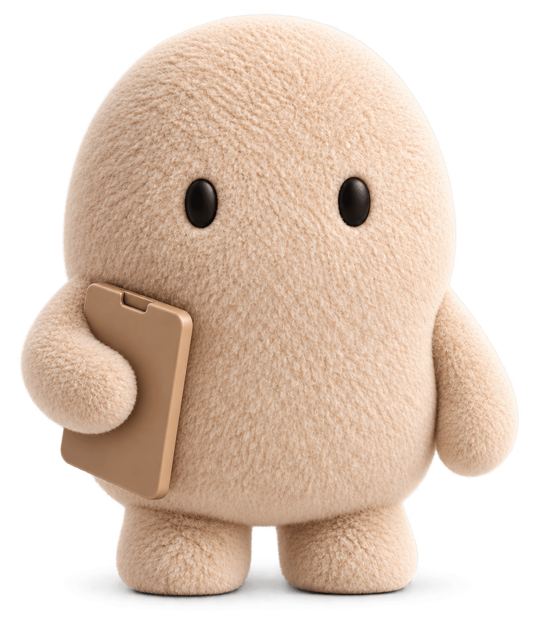 Beige Belvoro character holding a clipboard