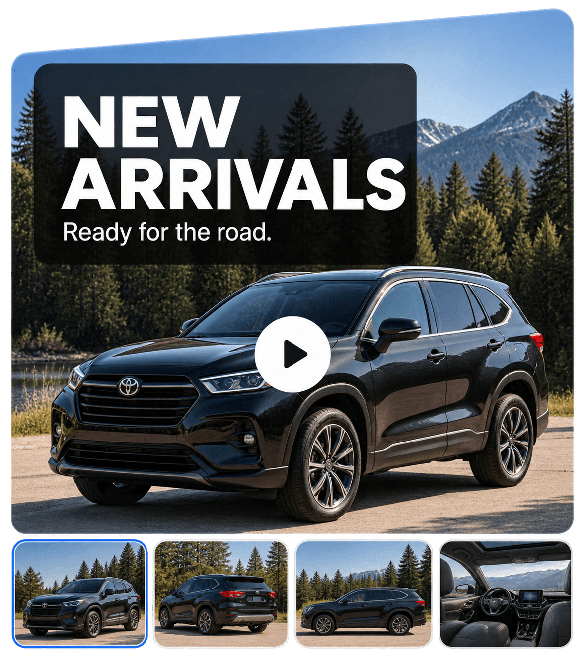 Marketing Studio editing a New Arrivals video ad for a black SUV